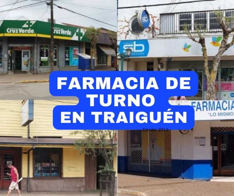 Farmacia de Turno en Traiguén : Semana del 17 al 23 de Abril 2023