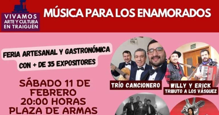 A Una Noche Romantica Prevía al Día de Los Enamorados te Invita la Casa de la Cultura de Traiguén