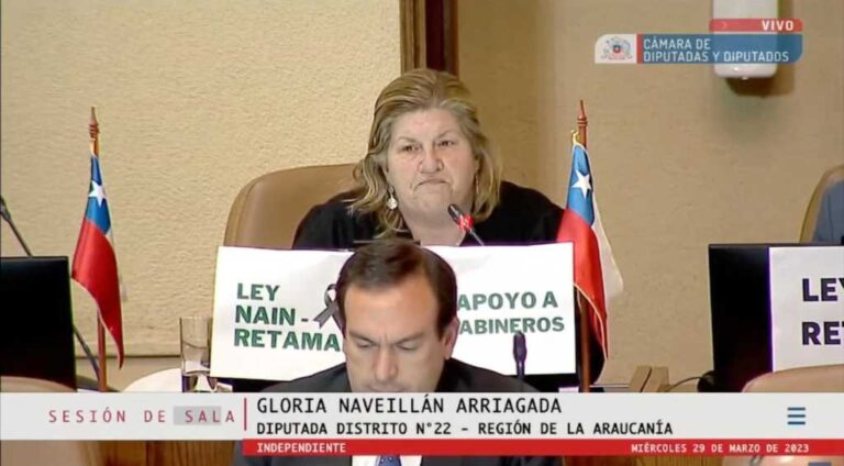 Diputada Naveillán :»¿En qué minuto se puso en tela de juicio si los policías actuaban con derecho o sin derecho? dijo en el hemiciclo