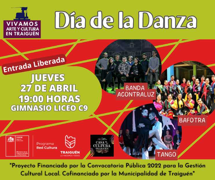 La música y el movimiento se fusionan en Traiguén en una noche de celebración en el Día Internacional de la Danza