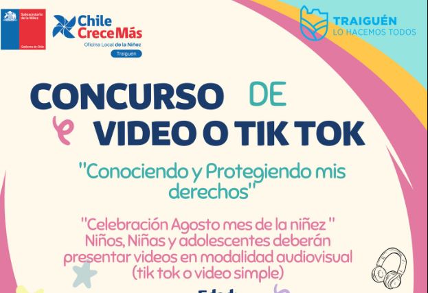 Oficina Local de Niñez Traiguén Lanzó Concurso de Video o Tik Tok «Conociendo  y Protegiendo mis Derechos»