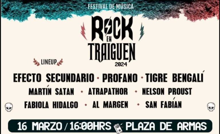 Traiguén vibrará con Festival de Música Rock este sábado 16 de marzo