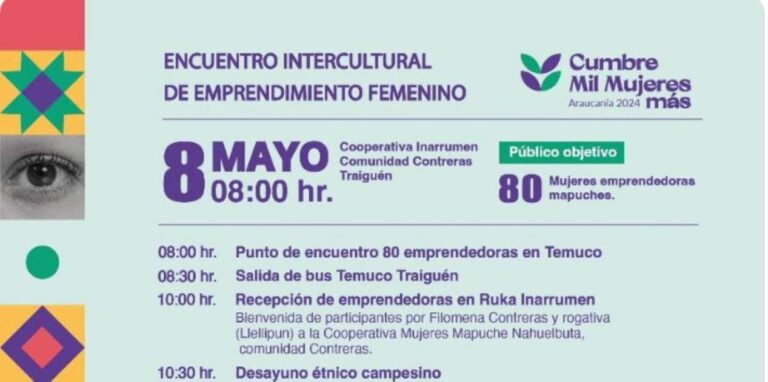 Encuentro Intercultural de Emprendimiento Femenino se Efectuara en Traiguén este 8 de Mayo 2024