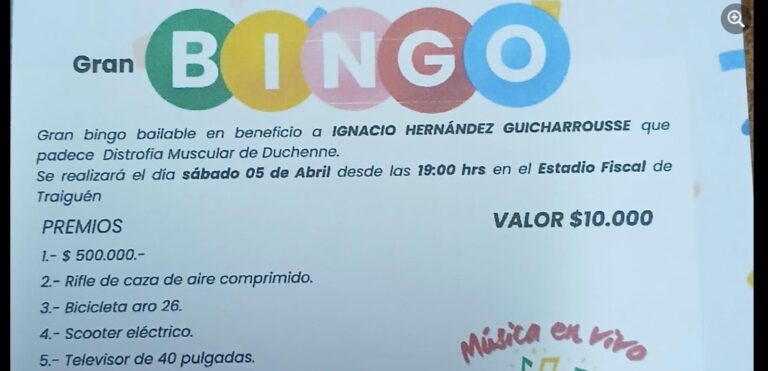 Gran Bingo Bailable en Beneficio de Ignacio Hernández